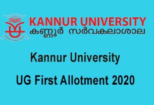 Kannur University UG First Allotment 2020 - Degree 1st allotment