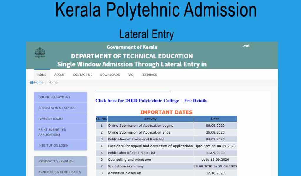 Polytechnic Lateral Entry Admission Ranklist - www.polyadmision.org/let